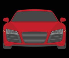 front view Vector Illustration of Isolated highlight  color car on black background, Vehicle in a Flat Cartoon Style.