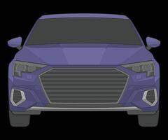 front view Vector Illustration of Isolated highlight  color car on black background, Vehicle in a Flat Cartoon Style.