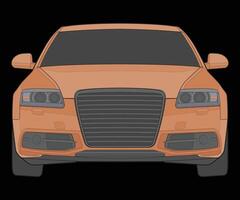 front view Vector Illustration of Isolated highlight  color car on black background, Vehicle in a Flat Cartoon Style.