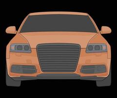 front view Vector Illustration of Isolated highlight  color car on black background, Vehicle in a Flat Cartoon Style.