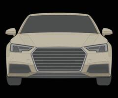 front view Vector Illustration of Isolated highlight  color car on black background, Vehicle in a Flat Cartoon Style.