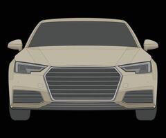 front view Vector Illustration of Isolated highlight  color car on black background, Vehicle in a Flat Cartoon Style.