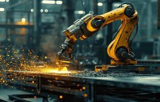 AI generated Robot melting metal in factory photo
