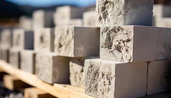 AI generated Cement block forming wall for apartment construction, construction and engineering image photo