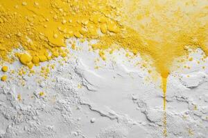 AI generated White and yellow textured wall background painted. photo