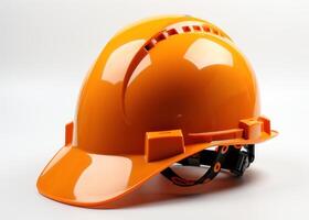 AI generated A yellow hard hat on a plain white backdrop, construction and engineering image photo