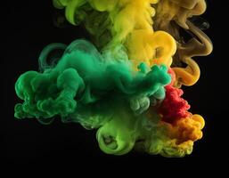 AI generated Abstract red, blue and green paint splash isolated light green paint dissolves in background, like a cloud or smoke background Generative Ai photo