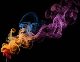 AI generated green red smoke on black background. generative ai. photo