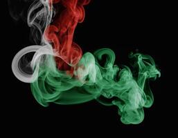 AI generated green red smoke on black background. generative ai. photo