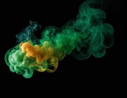 AI generated Abstract red, blue and green paint splash isolated light green paint dissolves in background, like a cloud or smoke background Generative Ai photo