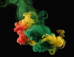 AI generated Abstract red, blue and green paint splash isolated light green paint dissolves in background, like a cloud or smoke background Generative Ai photo