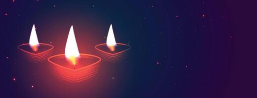 diwali glowing diya banner design vector