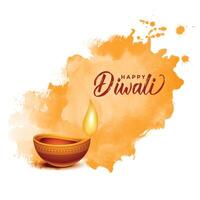 happy diwali watercolor background design vector