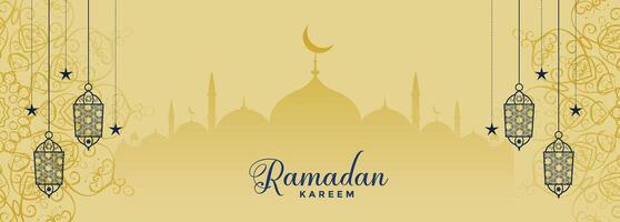 plano Ramadán kareem islámico bandera diseño vector