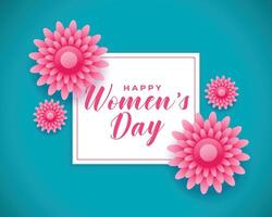 happy international women's day flower greeting design vector