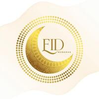 celebrate eid al adha royal card with golden crescent design vector