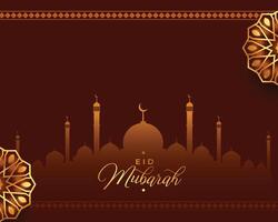 flat eid mubarak islamic festival background with mosque vector