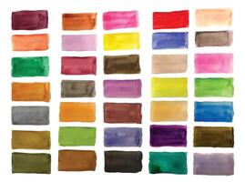 rectangular hand painted watercolor texture set in many colors vector