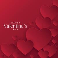 red hearts background for valentines day vector