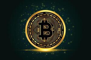 cryptocurrency bitcoin golden coin background vector