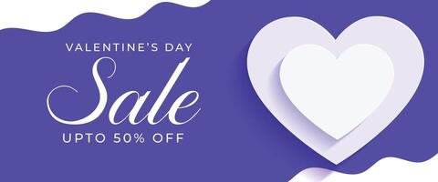 happy valentines day sale banner with cute couple hearts vector