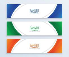 modern business wide banners set in three colors vector