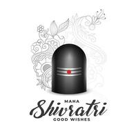 maha shivratri devotional card with shivling and floral design vector