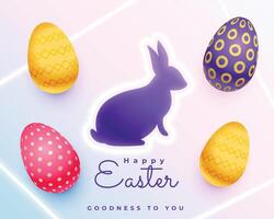 happy easter holiday background with rabbit silhouette and colorful egg vector
