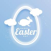 happy easter egg seasonal background with clouds design vector