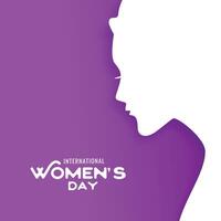 paper cut style happy women's day purple background design vector