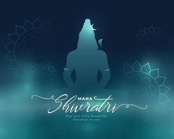 shiny maha shivratri festival card with shiv shankar design vector