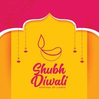 shubh diwali festival card in bright colors vector