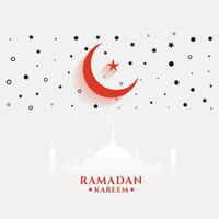 flat style ramadan kareem greeting with moon and star vector