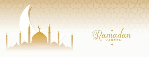 ramadan kareem eid moon and mosque islamic banner design vector