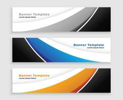 modern web wave banner set in three colors vector