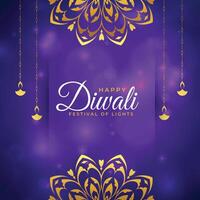 happy diwali sparkling purple background vector
