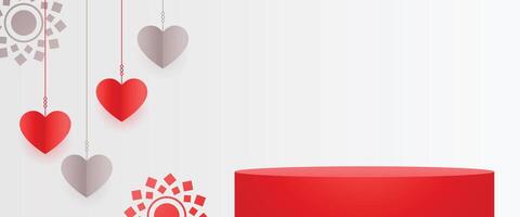 3d podium platform banner for valentines day lovely partner vector