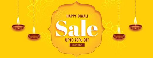 yellow banner for diwali festival sale vector