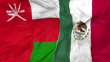 Oman and Mexico Flags Together Seamless Looping Background, Looped Bump Texture Cloth Waving Slow Motion, 3D Rendering video