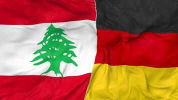 Lebanon and Germany Flags Together Seamless Looping Background, Looped Bump Texture Cloth Waving Slow Motion, 3D Rendering video