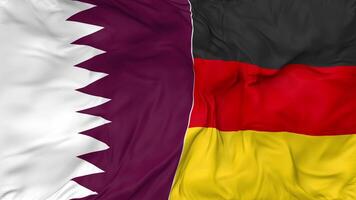 Qatar and Germany Flags Together Seamless Looping Background, Looped Bump Texture Cloth Waving Slow Motion, 3D Rendering video