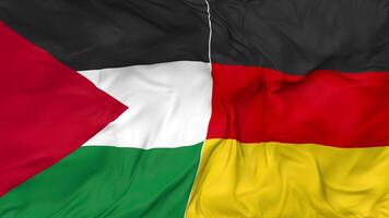 Palestine and Germany Flags Together Seamless Looping Background, Looped Bump Texture Cloth Waving Slow Motion, 3D Rendering video