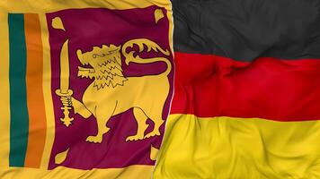 sri Lanka und Deutschland Flaggen zusammen nahtlos Schleifen Hintergrund, geloopt stoßen Textur Stoff winken schleppend Bewegung, 3d Rendern video