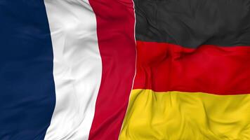 France and Germany Flags Together Seamless Looping Background, Looped Bump Texture Cloth Waving Slow Motion, 3D Rendering video