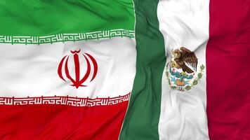 Iran and Mexico Flags Together Seamless Looping Background, Looped Bump Texture Cloth Waving Slow Motion, 3D Rendering video