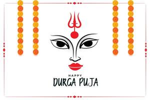 happy durga pooja hindu festival card design vector