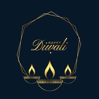 premium happy diwali golden black card design vector