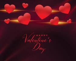 beautiful valentine's day greeting card with shiny hearts vector