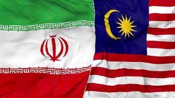 Iran and Malaysia Flags Together Seamless Looping Background, Looped Bump Texture Cloth Waving Slow Motion, 3D Rendering video