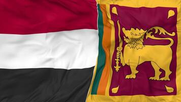 Yemen and Sri Lanka Flags Together Seamless Looping Background, Looped Bump Texture Cloth Waving Slow Motion, 3D Rendering video